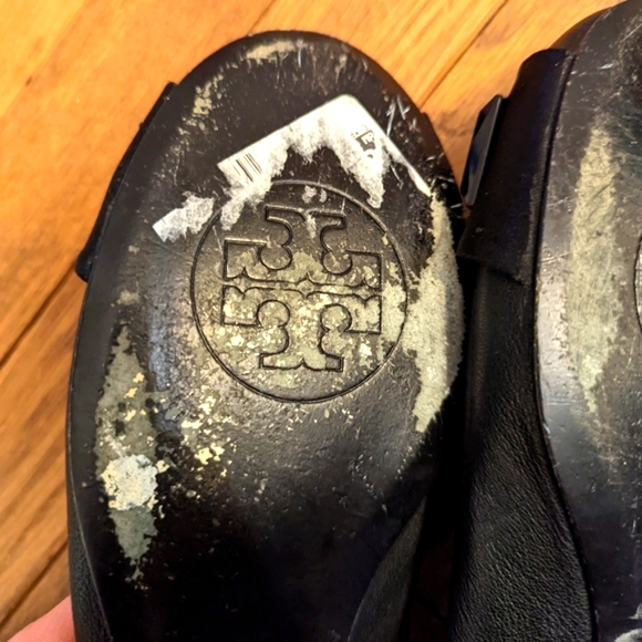 Tory Burch 8 M Black Jeweled Flats Ballet Shoes Genuine Leather Holiday Bling - Picture 7 of 12